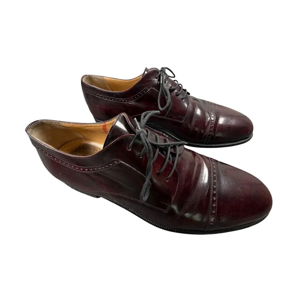 Bruno Magli Vica Mens Dress Shoes Cap Toe Oxford Leather Burgundy Size 11 M